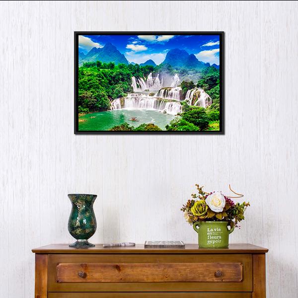 Great Waterfalls Canvas Wall Art-1 Piece-Floating Frame-24" x 16"-Tiaracle