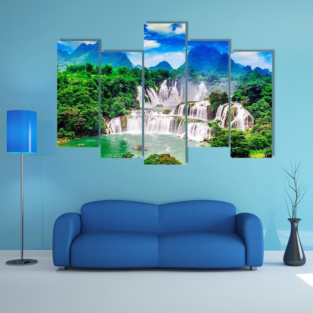 Great Waterfalls Canvas Wall Art-5 Pop-Gallery Wrap-47" x 32"-Tiaracle