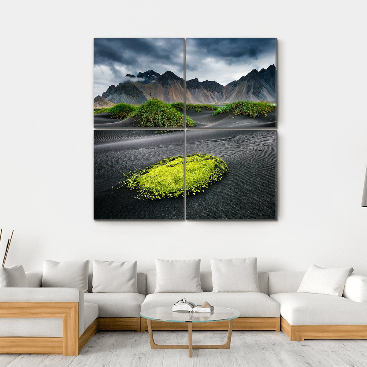 Great Wind Rippled Beach Black Sand Canvas Wall Art-4 Square-Gallery Wrap-17" x 17"-Tiaracle