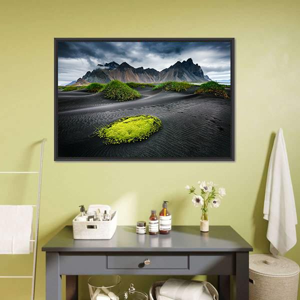 Great Wind Rippled Beach Black Sand Canvas Wall Art-1 Piece-Floating Frame-24" x 16"-Tiaracle