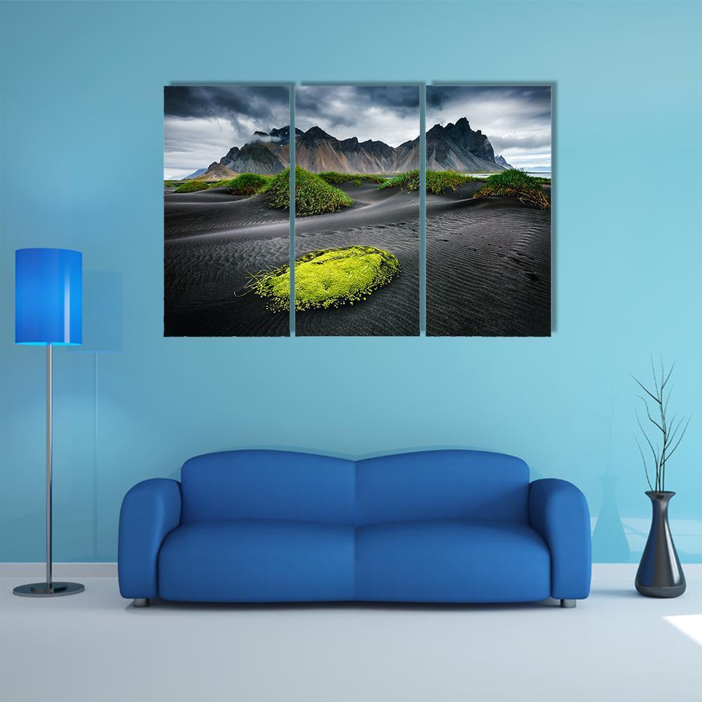 Great Wind Rippled Beach Black Sand Canvas Wall Art-3 Horizontal-Gallery Wrap-37" x 24"-Tiaracle