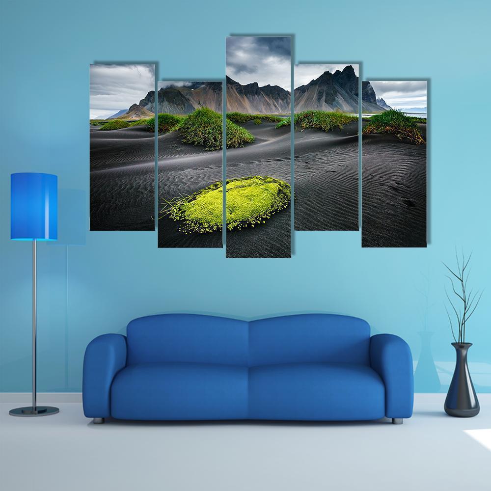 Great Wind Rippled Beach Black Sand Canvas Wall Art-5 Pop-Gallery Wrap-47" x 32"-Tiaracle