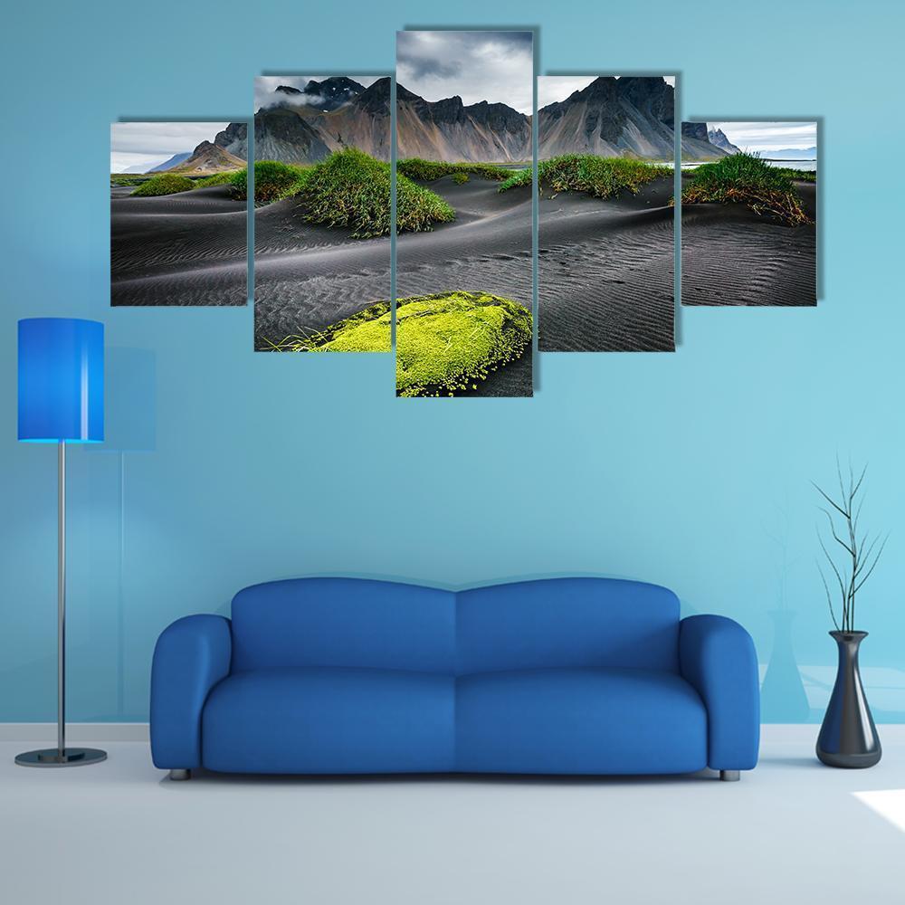 Great Wind Rippled Beach Black Sand Canvas Wall Art-5 Star-Gallery Wrap-62" x 32"-Tiaracle