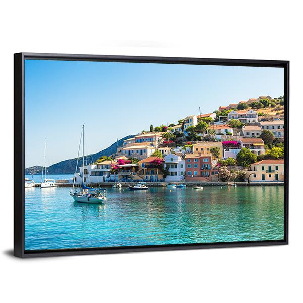 Greek Islands Cityscape Canvas Wall Art-3 Horizontal-Gallery Wrap-25" x 16"-Tiaracle