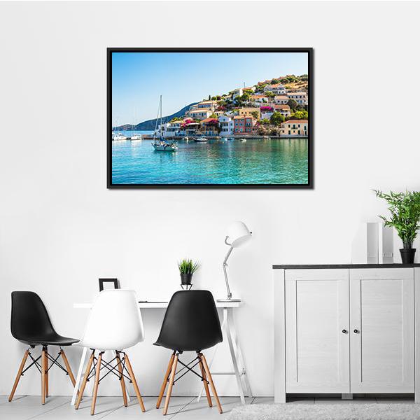 Greek Islands Cityscape Canvas Wall Art-3 Horizontal-Gallery Wrap-25" x 16"-Tiaracle
