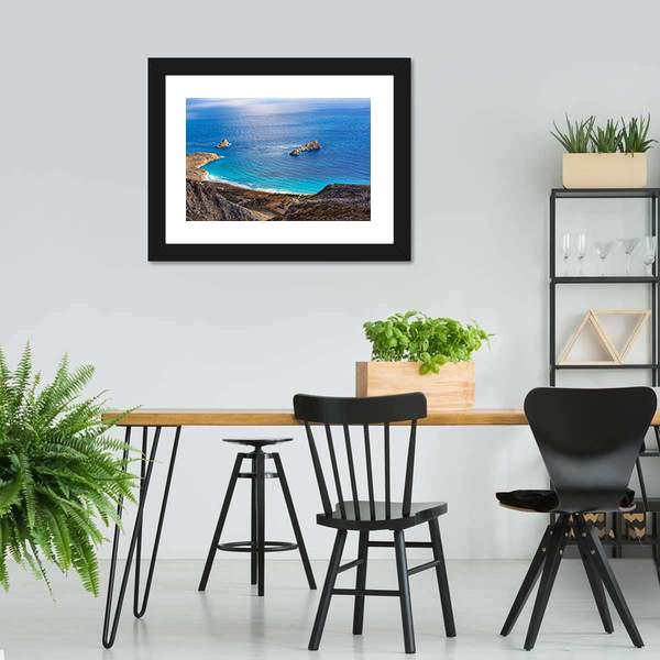 Greek Seascape At Crete Canvas Wall Art-3 Horizontal-Gallery Wrap-25" x 16"-Tiaracle