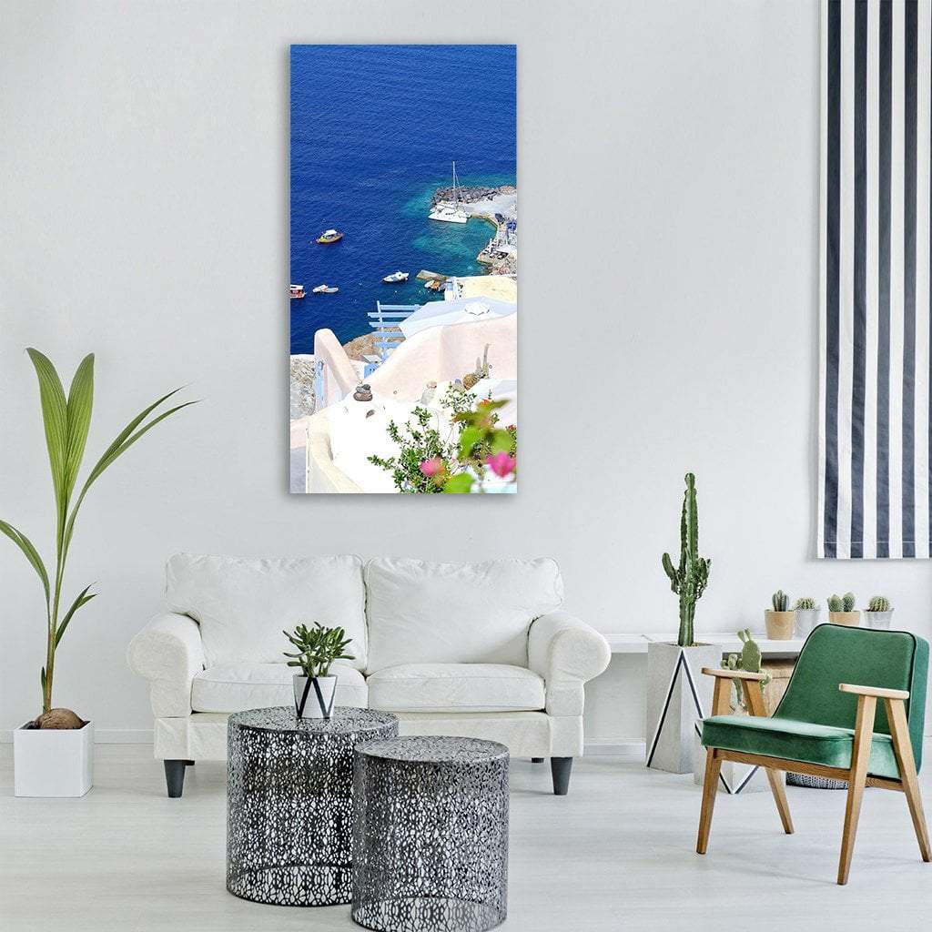 Greek Travel Vertical Canvas Wall Art-3 Vertical-Gallery Wrap-12" x 25"-Tiaracle