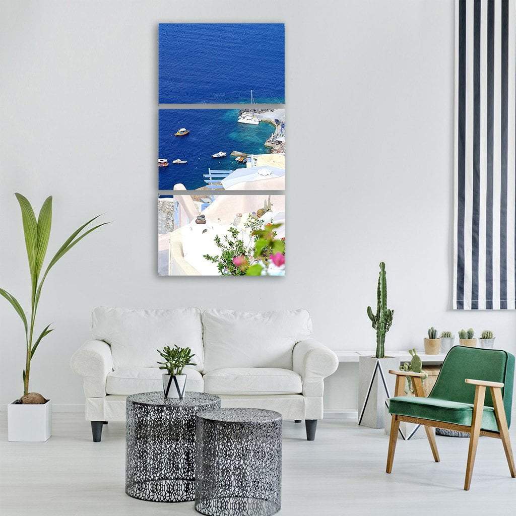 Greek Travel Vertical Canvas Wall Art-3 Vertical-Gallery Wrap-12" x 25"-Tiaracle