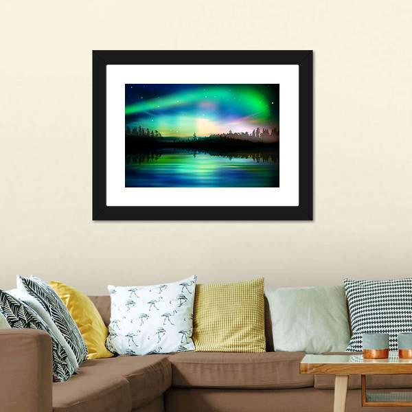Green Aurora Borealis Canvas Wall Art-3 Horizontal-Gallery Wrap-25" x 16"-Tiaracle