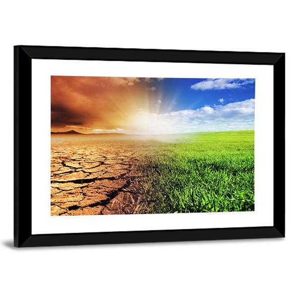 Green &amp; Barren Earth Concept Canvas Wall Art-5 Horizontal-Gallery Wrap-22" x 12"-Tiaracle