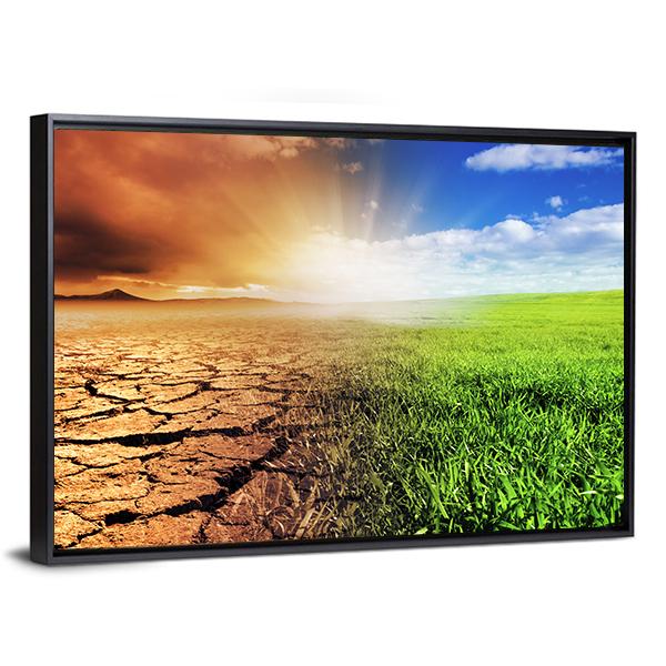 Green &amp; Barren Earth Concept Canvas Wall Art-5 Horizontal-Gallery Wrap-22" x 12"-Tiaracle