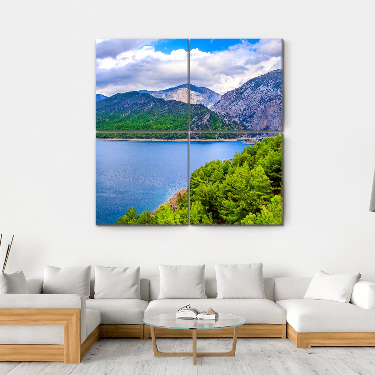 Green Canyon In Turkey Canvas Wall Art-4 Square-Gallery Wrap-17" x 17"-Tiaracle