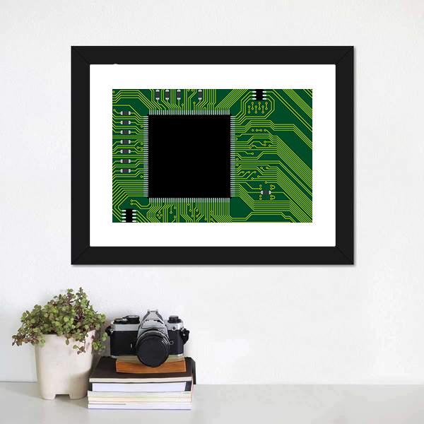 Green Circuit Board Canvas Wall Art-1 Piece-Framed Print-20" x 16"-Tiaracle