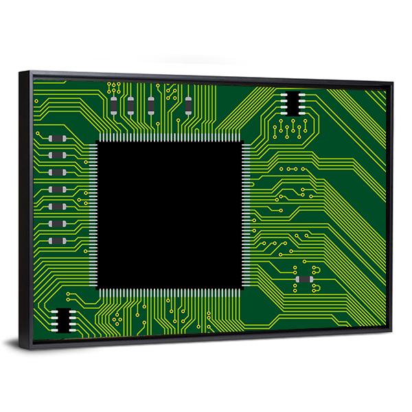Green Circuit Board Canvas Wall Art-3 Horizontal-Gallery Wrap-25" x 16"-Tiaracle