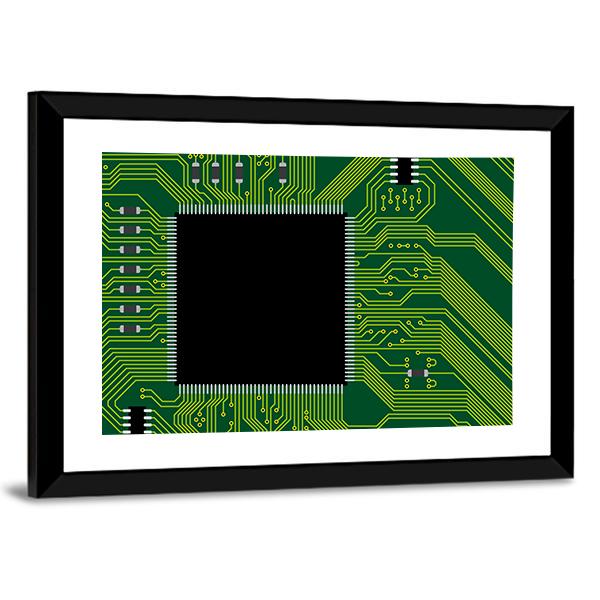 Green Circuit Board Canvas Wall Art-3 Horizontal-Gallery Wrap-25" x 16"-Tiaracle