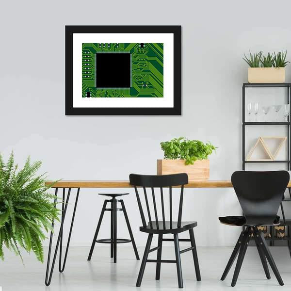 Green Circuit Board Canvas Wall Art-3 Horizontal-Gallery Wrap-25" x 16"-Tiaracle
