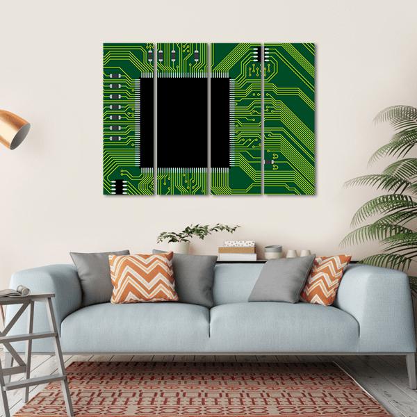 Green Circuit Board Canvas Wall Art-4 Horizontal-Gallery Wrap-34" x 24"-Tiaracle