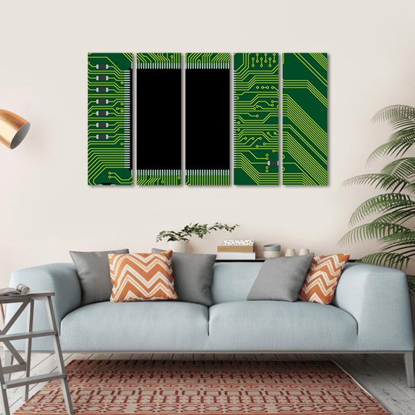 Green Circuit Board Canvas Wall Art-5 Horizontal-Gallery Wrap-22" x 12"-Tiaracle
