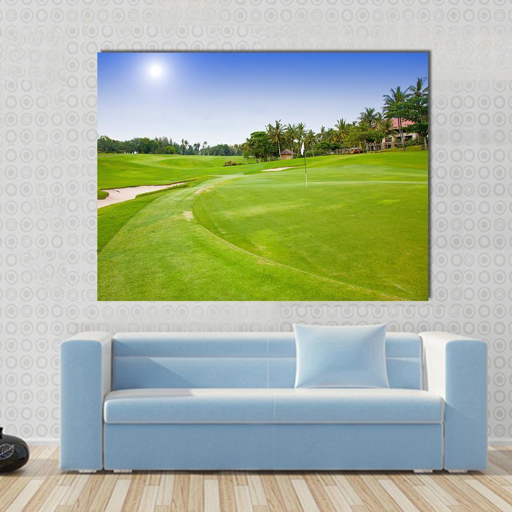 Green Field For Golf Canvas Wall Art-1 Piece-Gallery Wrap-48&quot; x 32&quot;-Tiaracle