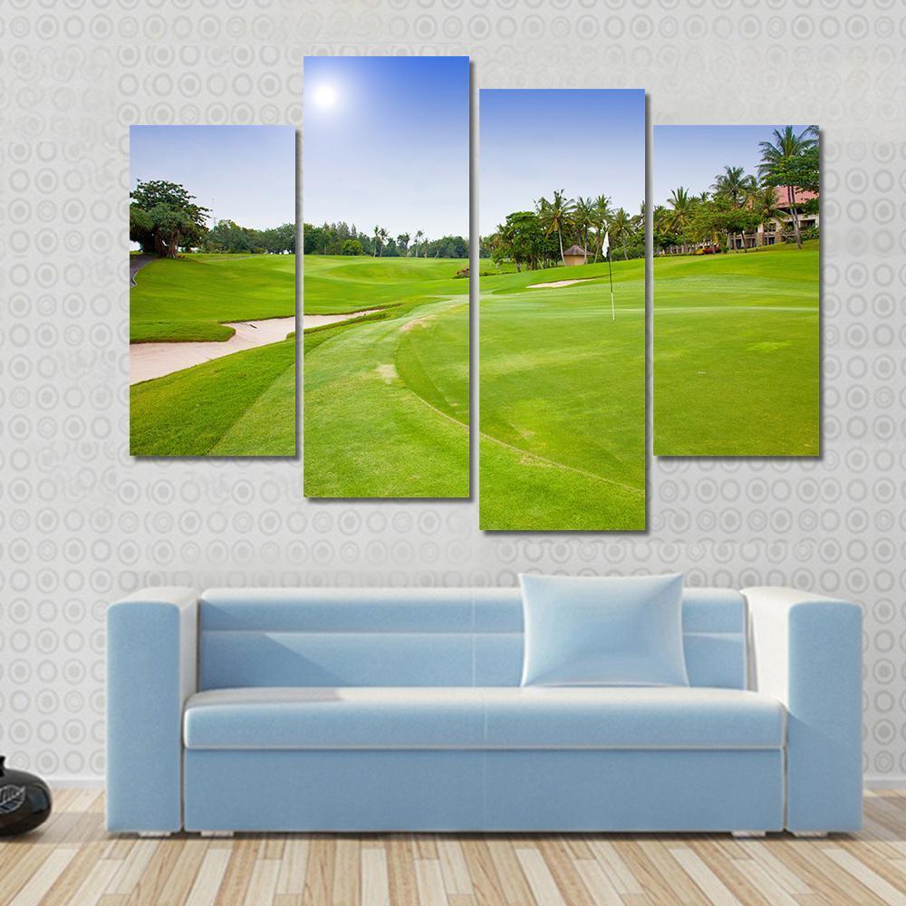 Green Field For Golf Canvas Wall Art-4 Pop-Gallery Wrap-50&quot; x 32&quot;-Tiaracle