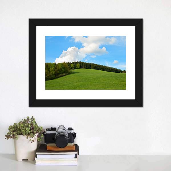 Green Field &amp; Forest Canvas Wall Art-1 Piece-Framed Print-20" x 16"-Tiaracle