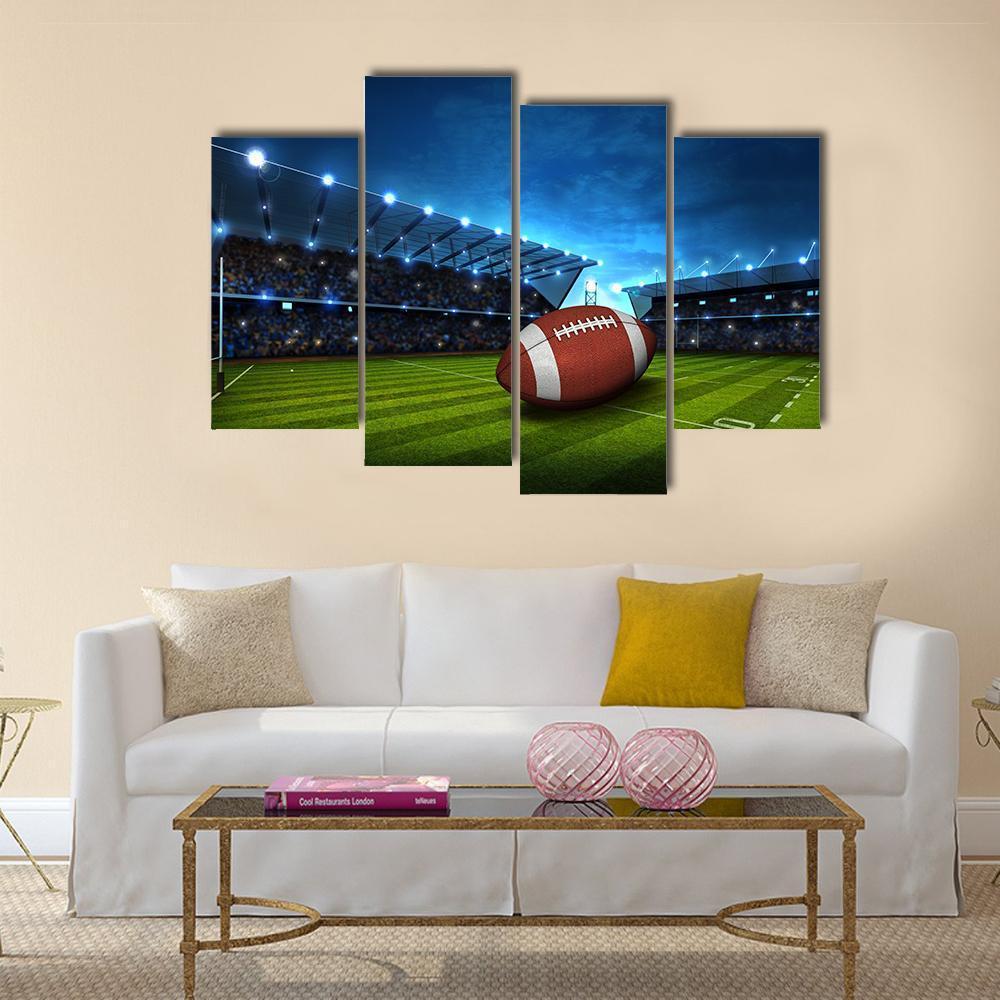 Green Football Stadium Canvas Wall Art-4 Pop-Gallery Wrap-50&quot; x 32&quot;-Tiaracle