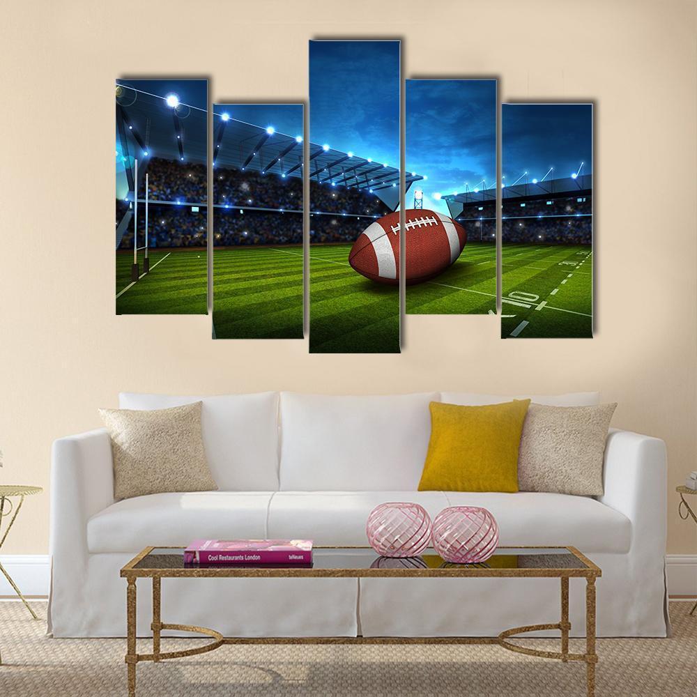 Green Football Stadium Canvas Wall Art-5 Pop-Gallery Wrap-47&quot; x 32&quot;-Tiaracle
