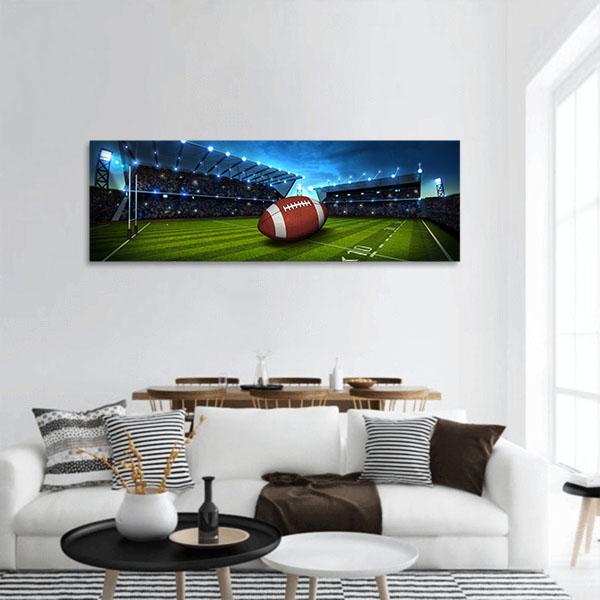 Green Football Stadium Panoramic Canvas Wall Art-3 Piece-25" x 08"-Tiaracle