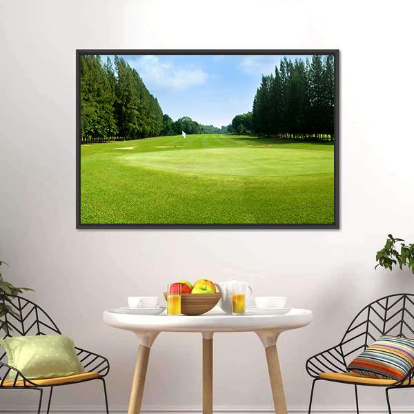 Green Golf Field Canvas Wall Art-3 Horizontal-Gallery Wrap-25&quot; x 16&quot;-Tiaracle