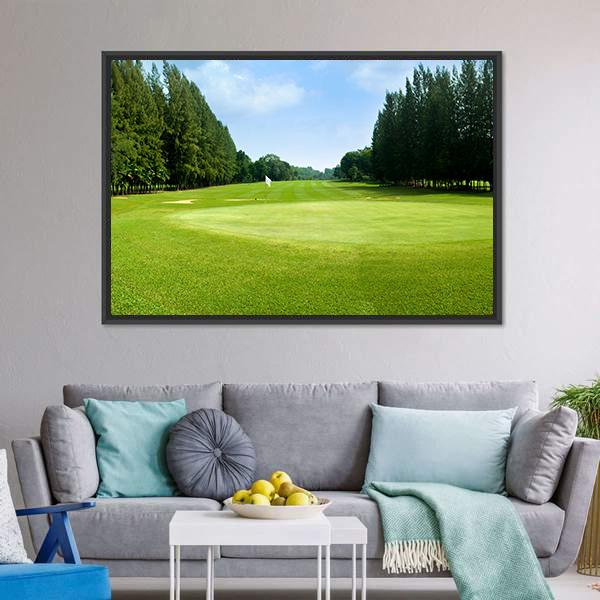 Green Golf Field Canvas Wall Art-3 Horizontal-Gallery Wrap-25&quot; x 16&quot;-Tiaracle