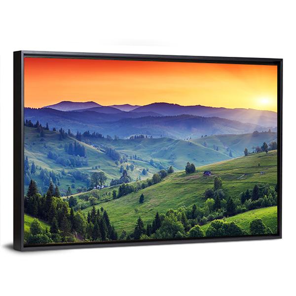 Green Hilly Valley Canvas Wall Art-3 Horizontal-Gallery Wrap-25" x 16"-Tiaracle