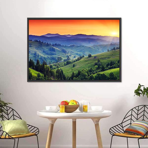 Green Hilly Valley Canvas Wall Art-3 Horizontal-Gallery Wrap-25" x 16"-Tiaracle