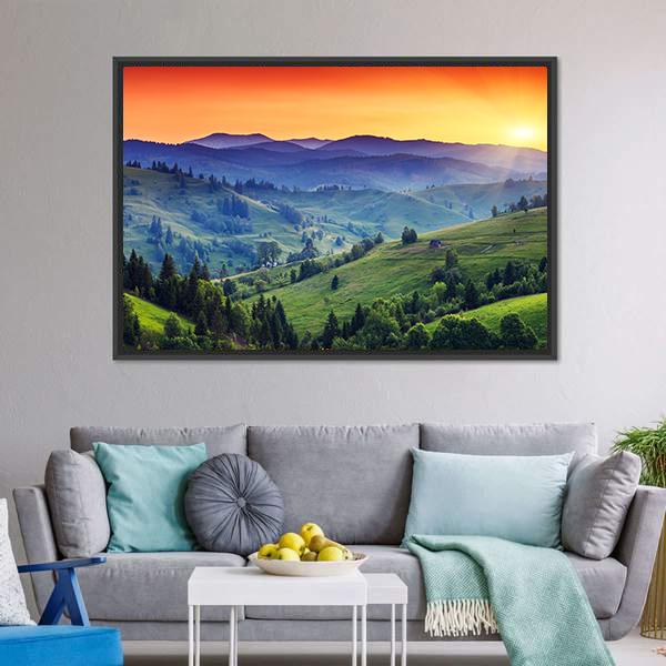 Green Hilly Valley Canvas Wall Art-5 Horizontal-Gallery Wrap-22" x 12"-Tiaracle