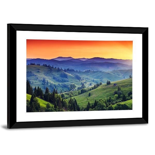 Green Hilly Valley Canvas Wall Art-3 Horizontal-Gallery Wrap-25" x 16"-Tiaracle