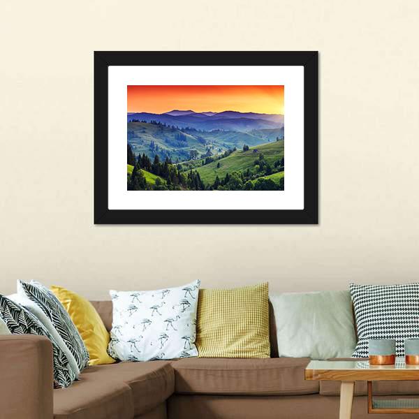 Green Hilly Valley Canvas Wall Art-3 Horizontal-Gallery Wrap-25" x 16"-Tiaracle