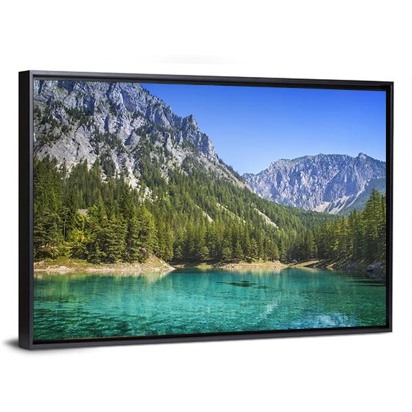 Green Lake In Styria Canvas Wall Art-3 Horizontal-Gallery Wrap-25" x 16"-Tiaracle