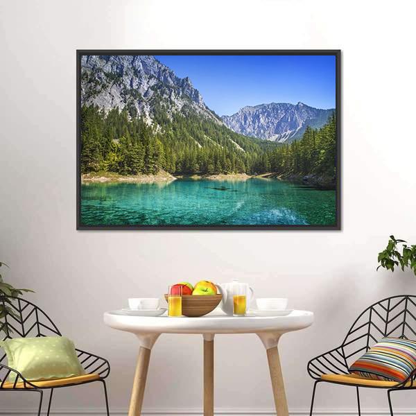 Green Lake In Styria Canvas Wall Art-3 Horizontal-Gallery Wrap-25" x 16"-Tiaracle