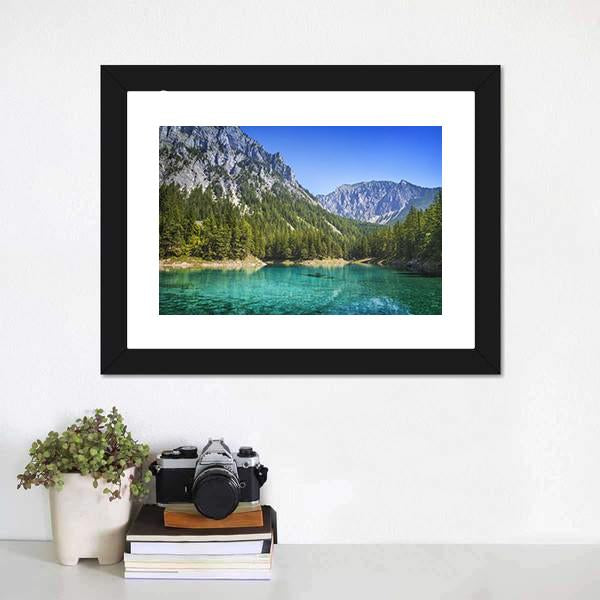 Green Lake In Styria Canvas Wall Art-1 Piece-Framed Print-20" x 16"-Tiaracle