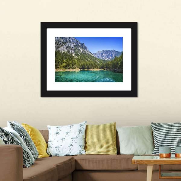 Green Lake In Styria Canvas Wall Art-3 Horizontal-Gallery Wrap-25" x 16"-Tiaracle