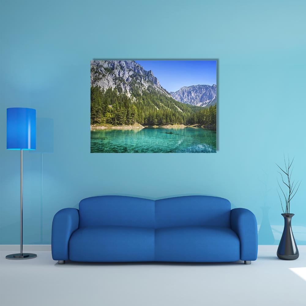 Green Lake In Styria Canvas Wall Art-1 Piece-Gallery Wrap-48" x 32"-Tiaracle