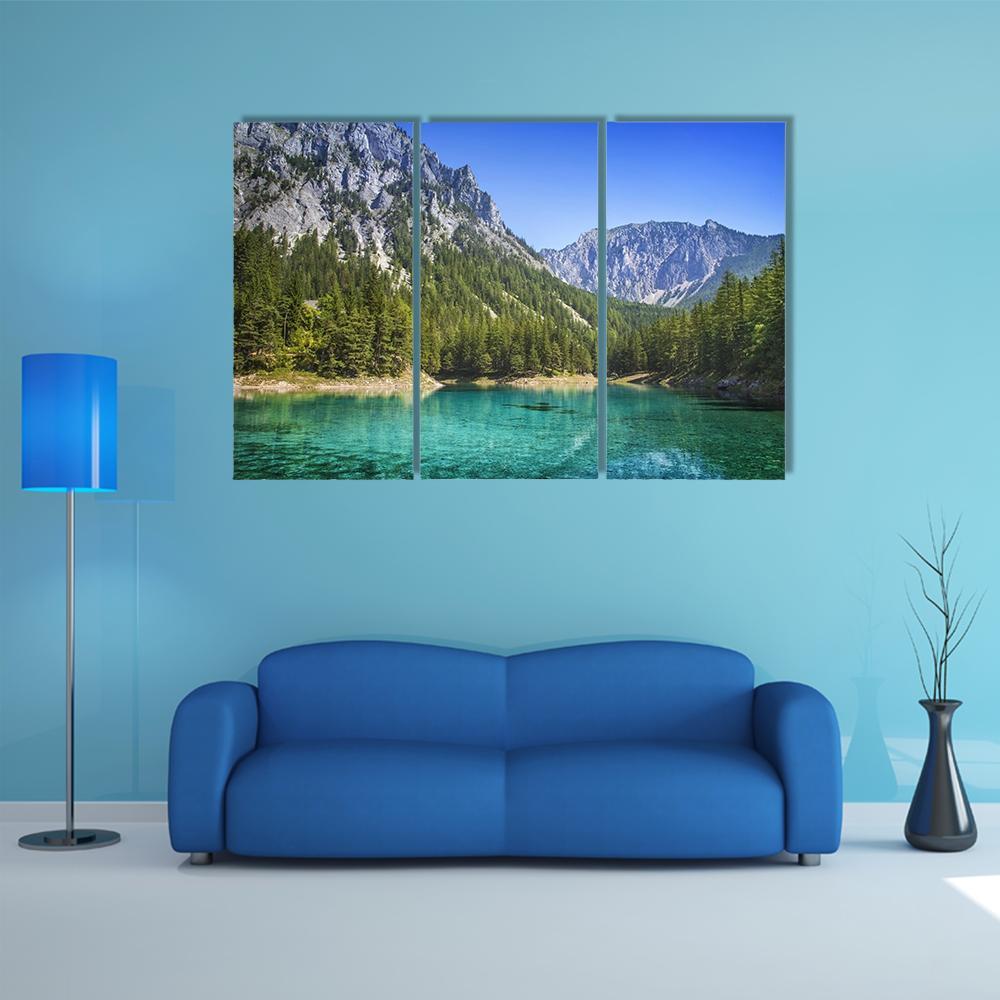 Green Lake In Styria Canvas Wall Art-3 Horizontal-Gallery Wrap-37" x 24"-Tiaracle