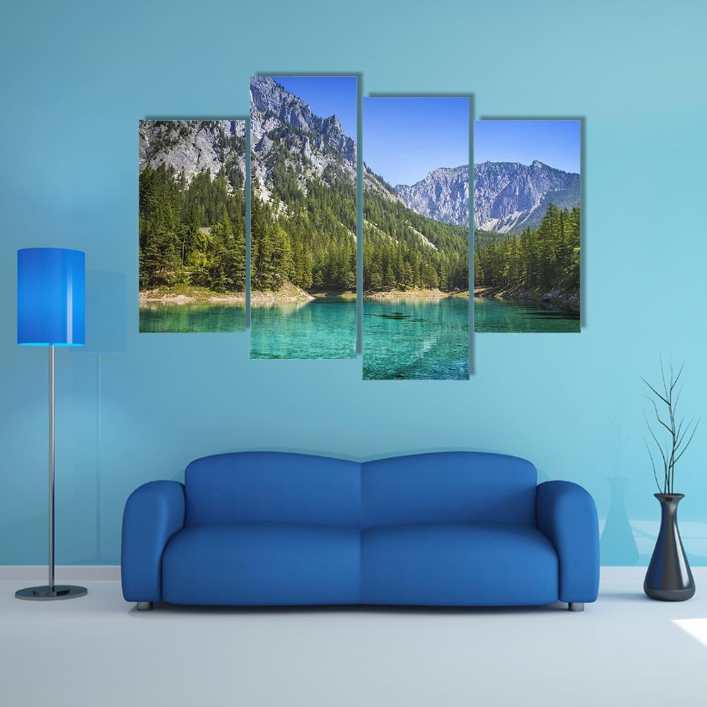 Green Lake In Styria Canvas Wall Art-4 Pop-Gallery Wrap-50" x 32"-Tiaracle