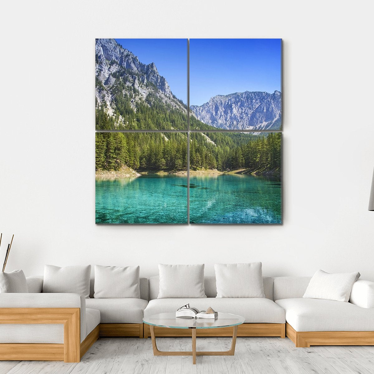 Green Lake In Styria Canvas Wall Art-4 Square-Gallery Wrap-17" x 17"-Tiaracle