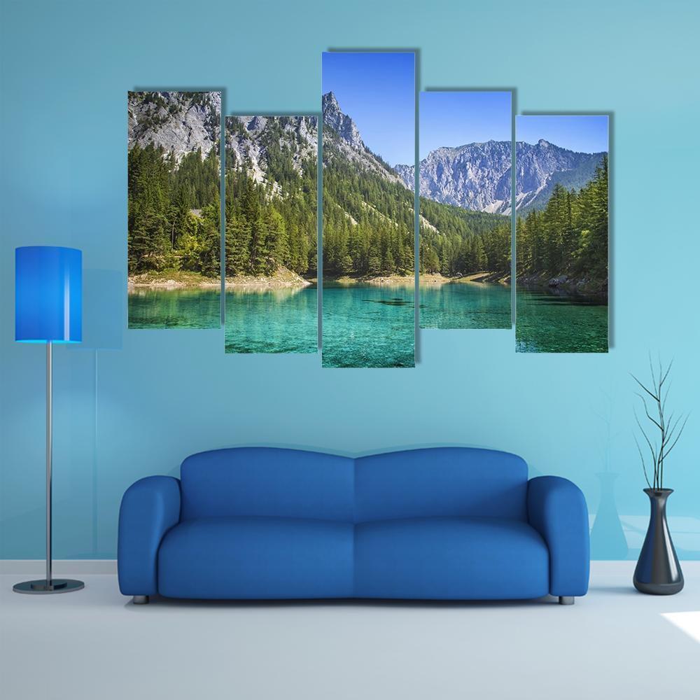 Green Lake In Styria Canvas Wall Art-5 Pop-Gallery Wrap-47" x 32"-Tiaracle
