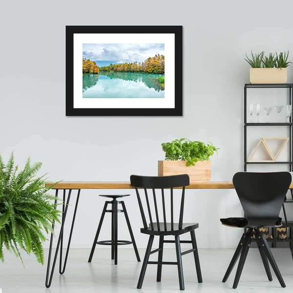 Green Lake With Reflection Of Trees Canvas Wall Art-3 Horizontal-Gallery Wrap-25" x 16"-Tiaracle