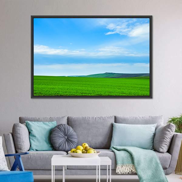 Green Meadow In Russia Canvas Wall Art-3 Horizontal-Gallery Wrap-25" x 16"-Tiaracle
