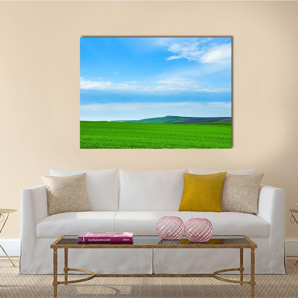 Green Meadow In Russia Canvas Wall Art-1 Piece-Gallery Wrap-48" x 32"-Tiaracle