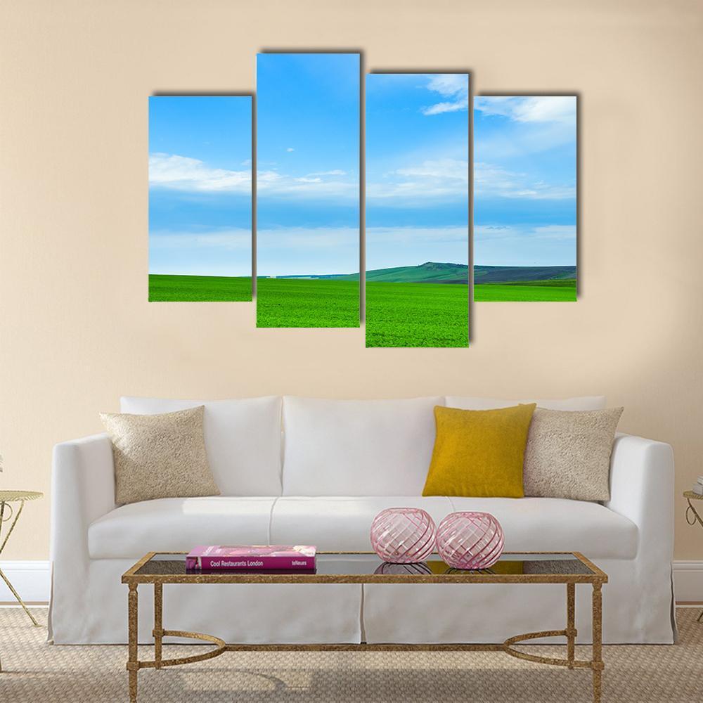 Green Meadow In Russia Canvas Wall Art-4 Pop-Gallery Wrap-50" x 32"-Tiaracle