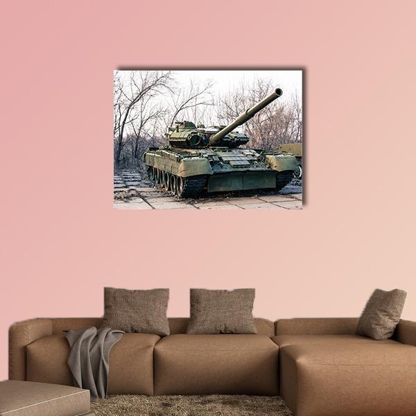 Green Military Tank Canvas Wall Art-4 Horizontal-Gallery Wrap-34" x 24"-Tiaracle