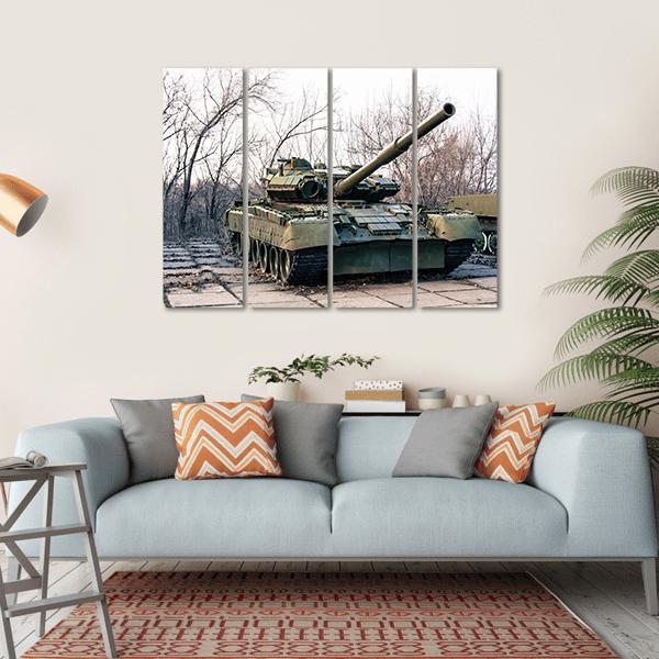 Green Military Tank Canvas Wall Art-4 Horizontal-Gallery Wrap-34" x 24"-Tiaracle
